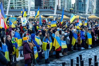 Rally in Vancouver on February 26th 2023 to support Ukraine