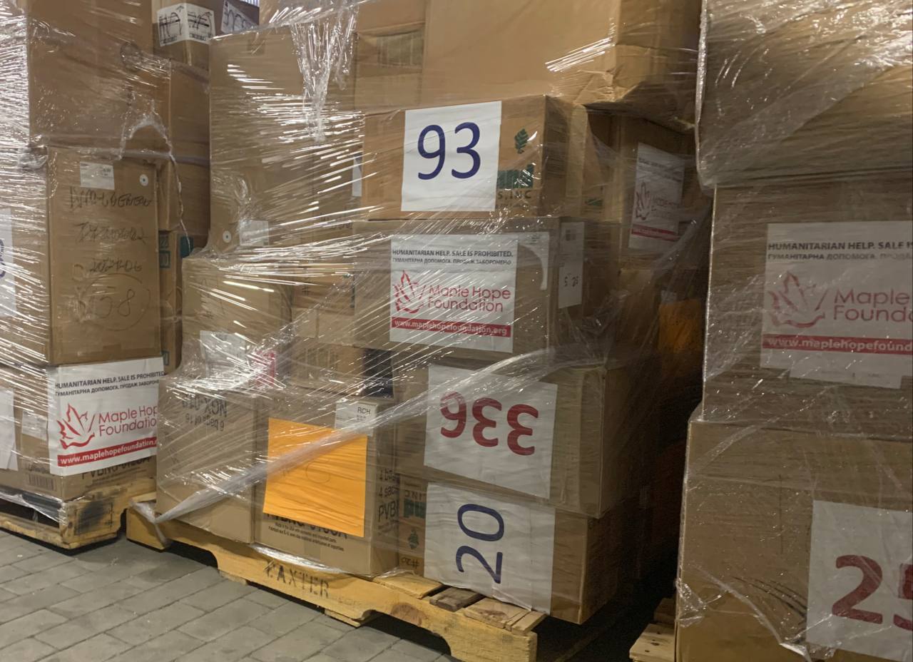 21 pallets of medical supplies from Canada for Ukrainian hospitals